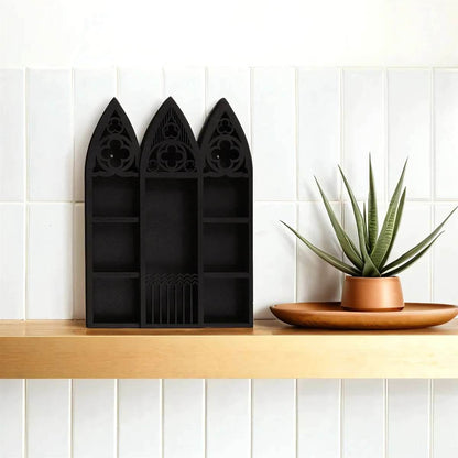 Gothic Black Wooden Cathedral Archway Storage Shelf Display Rack - Le Joyau Store - Essential,Gift,Organize,Rack,Wood - 