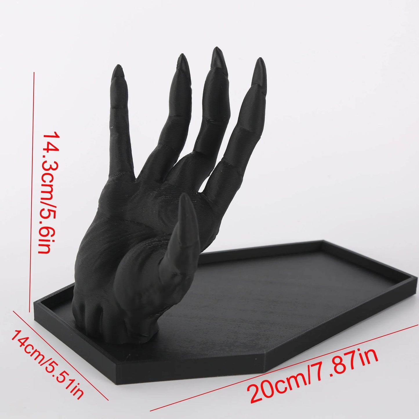 Gothic Devil’s Hand & Coffin Jewelry Holder Black Occult Ring & Necklace Display Stand - Le Joyau Store - dark,decor,gothic,jewelry,stand - 