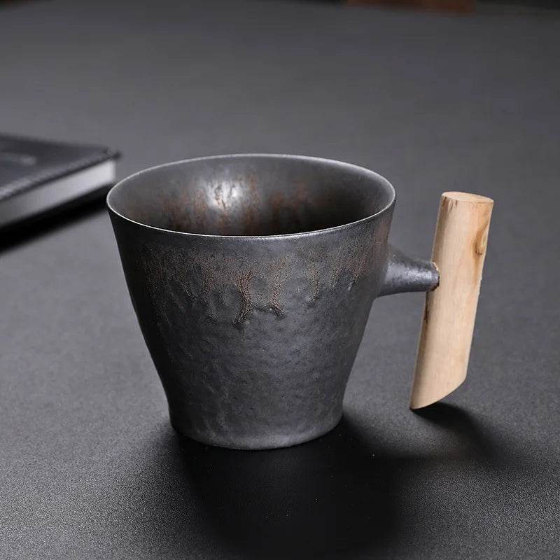 Vintage Gray Steel Terracotta Ceramic Stoneware Coffee Cup - Le Joyau Store - coffee,handmade,Japanese,mug,stoneware,vintage - A