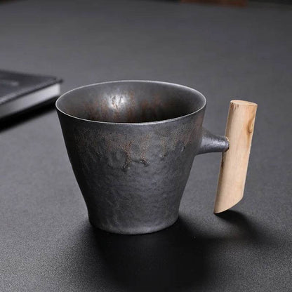 Vintage Gray Steel Terracotta Ceramic Stoneware Coffee Cup - Le Joyau Store - coffee,handmade,Japanese,mug,stoneware,vintage - A