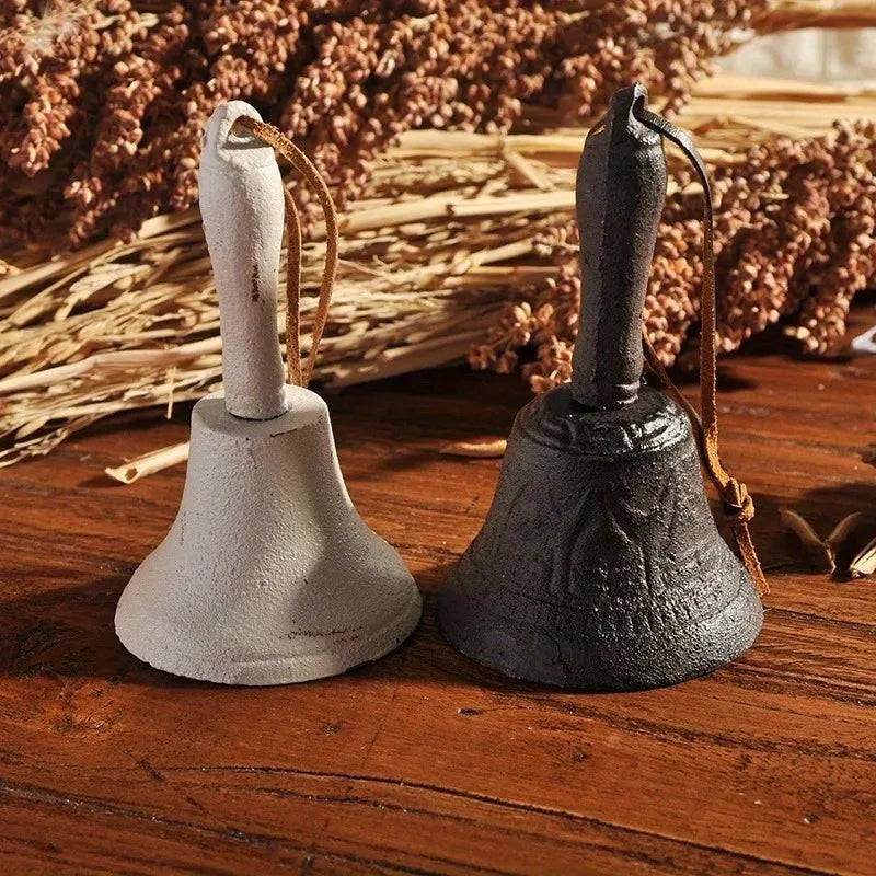 Antique Rustic Cast Iron Hand Bell Vintage Decorative Bell for Weddings & Home Decor - Le Joyau Store - cast iron,hand bell,metal,retro,vintage - Black