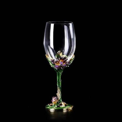 Luxury Floral Colored Gold Enamel Crystal Goblet Wine Glass - Le Joyau Store - crystal,enamel,gifts,luxury,vintage - A / 301-400ml