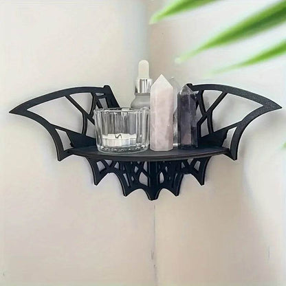 Black Bat Gothic Spiderweb Witchy Floating Corner Wall Display Shelf - Le Joyau Store - animal,corner,creative,floating,hollow - Uniform size / Animal candle holder / 1Pc