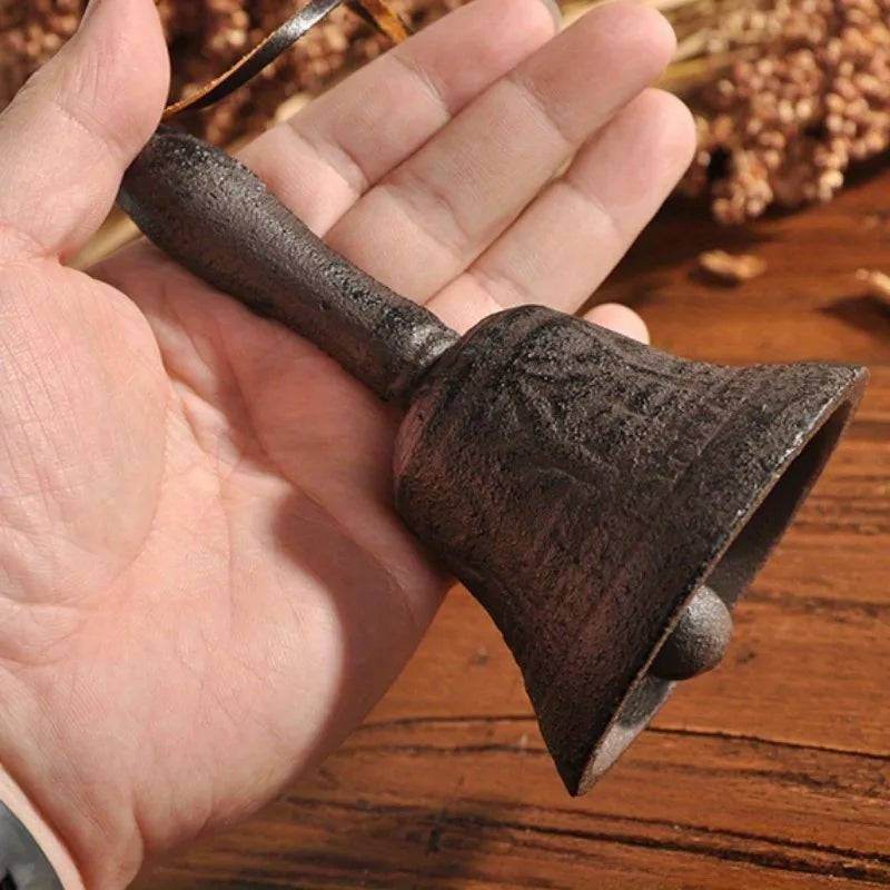 Antique Rustic Cast Iron Hand Bell Vintage Decorative Bell for Weddings & Home Decor - Le Joyau Store - cast iron,hand bell,metal,retro,vintage - Black