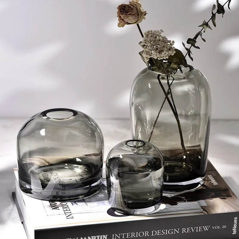 European Style Modern Round Glass Tabletop Flower Vase Ornament - Le Joyau Store - European,Flower,Glass,Minimal,Modern - 1