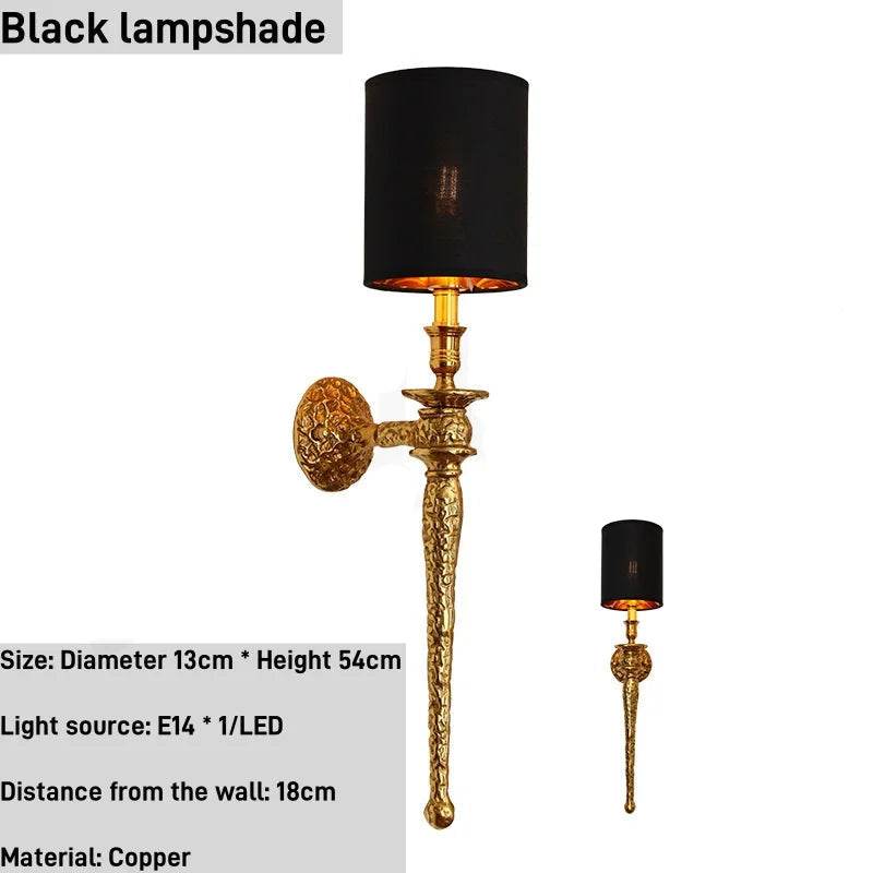 Luxury Baroque Copper & Black Wall Sconce Vintage LED Accent Light - Le Joyau Store - bedroom,copper,LED,luxury,retro - US Plug / Beige H73cm / 3 color dimming