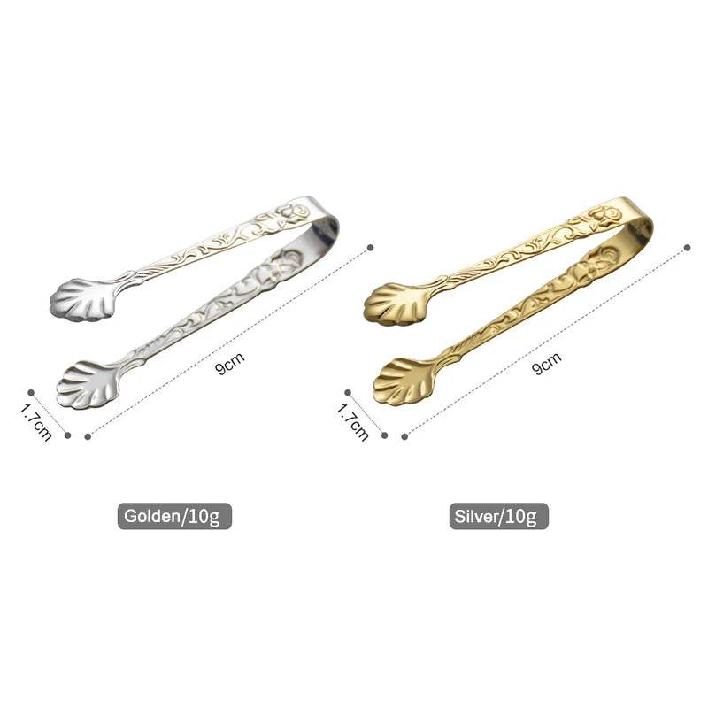 Vintage Antique Stainless Steel Rose Handle Sugar Tongs Set (2pcs) - Le Joyau Store - durable,elegant,lightweight,rose,stainless - 