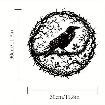 Gothic Raven & Tree Branch Metal Wall Art Dark Forest Silhouette Decor - Le Joyau Store - Branch,Gothic,Metal,Raven,Sign - 