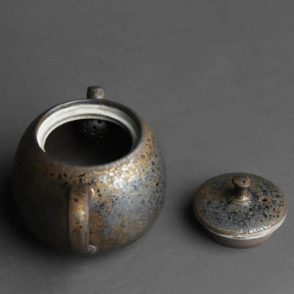 Vintage Rustic Persimmon-Inspired Stoneware Teapot - Le Joyau Store - handmade,persimmon,stoneware,tea gift,unique - Bronze
