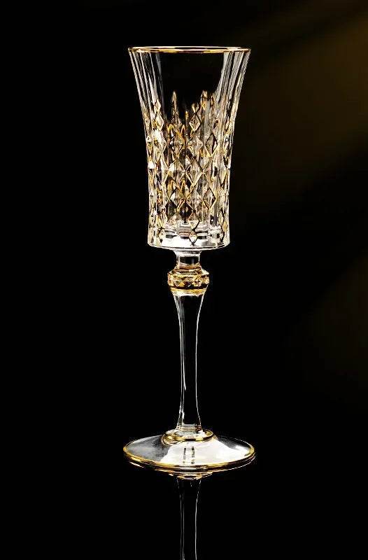 Luxury Gold-Accented Crystal Wine & Whiskey Glass French-Style Embossed Stemware - Le Joyau Store - crystal,elegant,gift set,gold,whisky - 1pcs 170ml