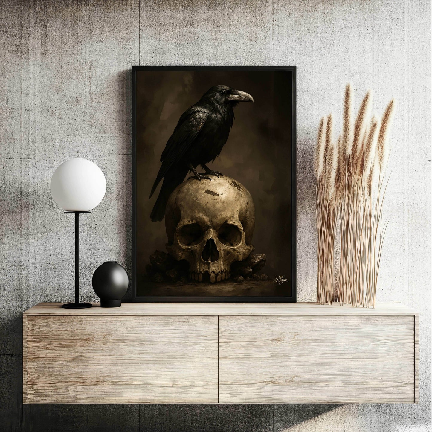 Rustic Raven & Skull Gothic Poster - Dark Academia Wall Art Print