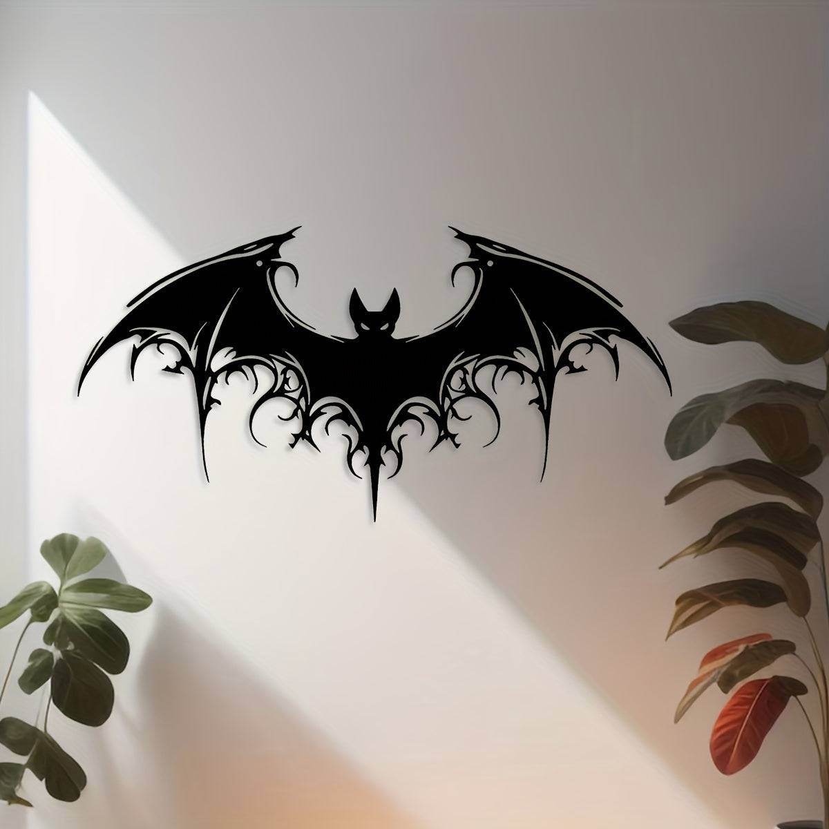 Majestic Iron Black Bat Gothic Victorian 2D Flat Wall Art Decor - Le Joyau Store - Gothic,Halloween,Iron Art,Spooky,Victorian - 