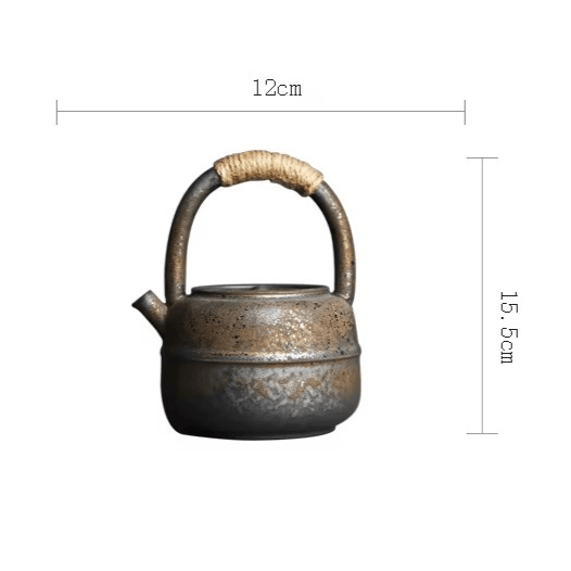 Rustic Vintage Wrought Iron Effect Retro Stoneware Teapot (460ml) - Le Joyau Store - Artisan,Glaze,Stoneware,Unique - Gray