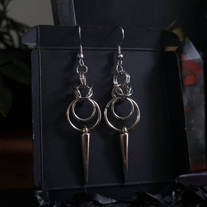 Gothic Punk Silver Geometric Cone Boho Punk Rock Women's Drop Earrings - Le Joyau Store - Alloy,Geometric,Gothic,Minimalist,Vintage - 