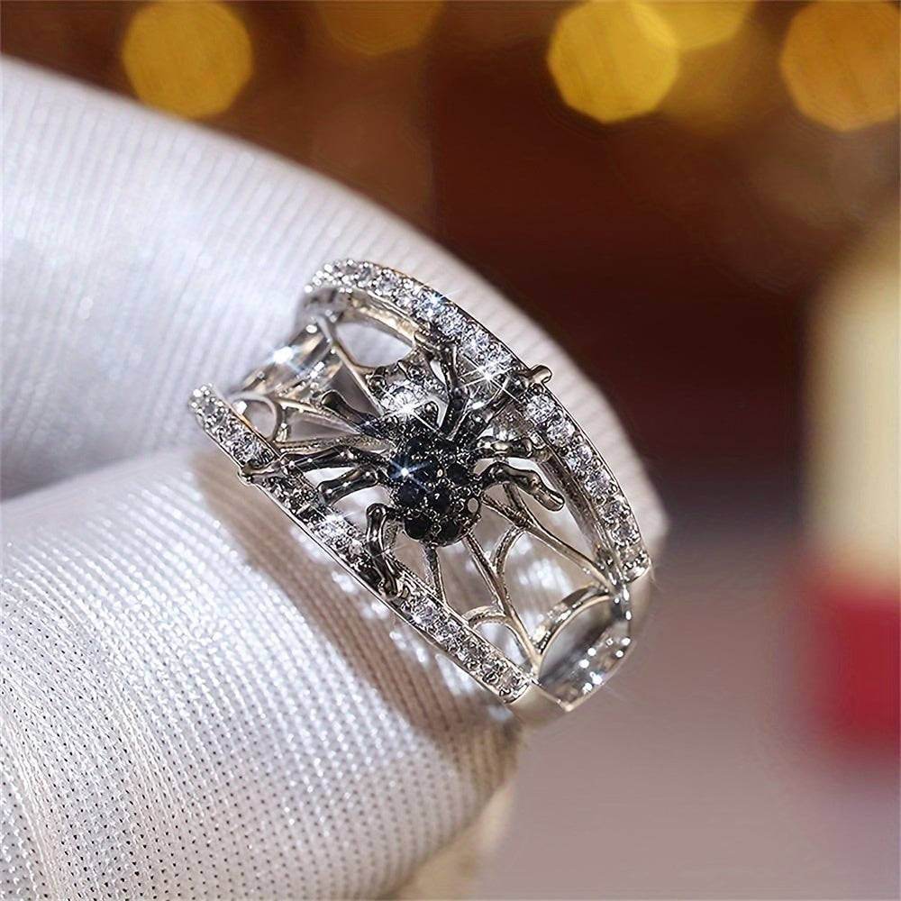 Gothic Black Spider Ring for Women Silver Web Rhinestone Statement Jewelry - Le Joyau Store - Gift,Luxury,Punk,Rhinestones,Vintage - 6