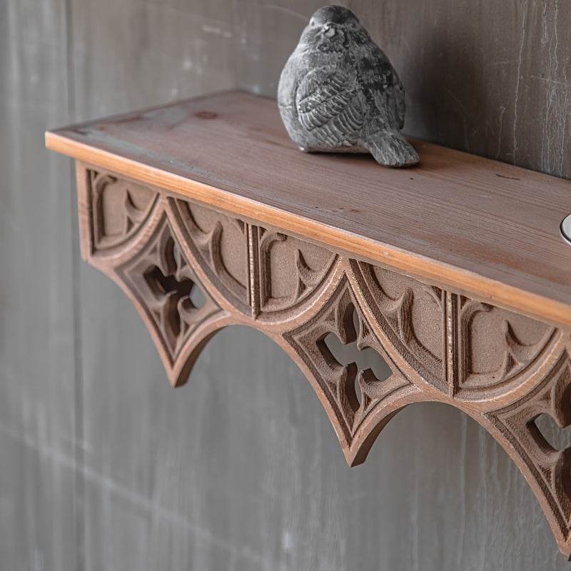 Vintage Brown Gothic Cathedral Church Inspired Floating Shelf - Le Joyau Store - Brown,Rustic,Storage,Vintage,Wood - A192