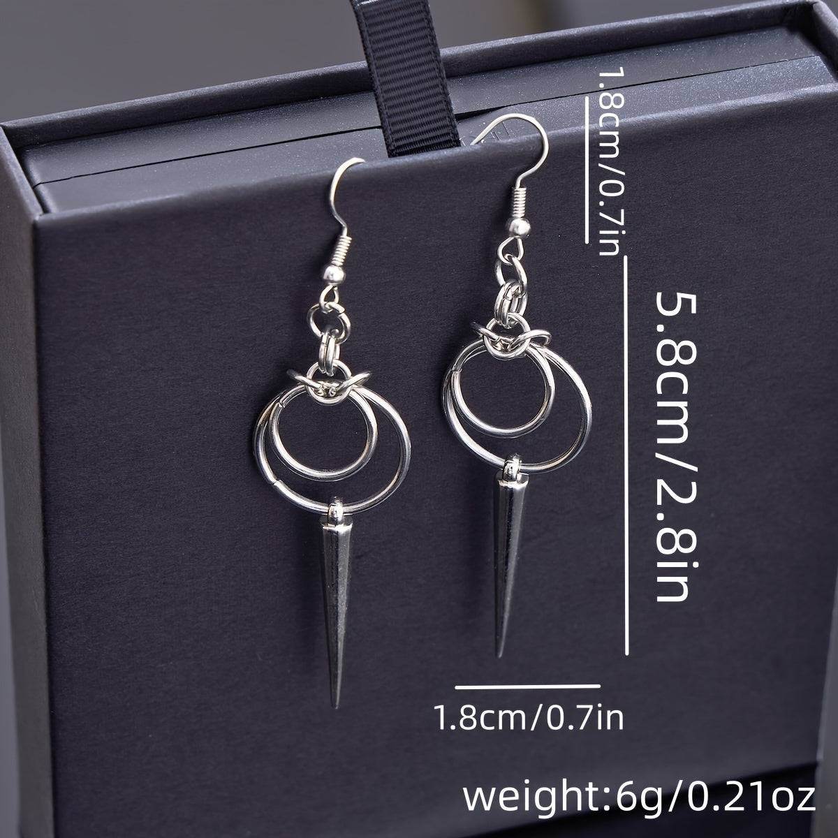 Gothic Punk Silver Geometric Cone Boho Punk Rock Women's Drop Earrings - Le Joyau Store - Alloy,Geometric,Gothic,Minimalist,Vintage - 
