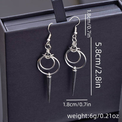 Gothic Punk Silver Geometric Cone Boho Punk Rock Women's Drop Earrings - Le Joyau Store - Alloy,Geometric,Gothic,Minimalist,Vintage - 
