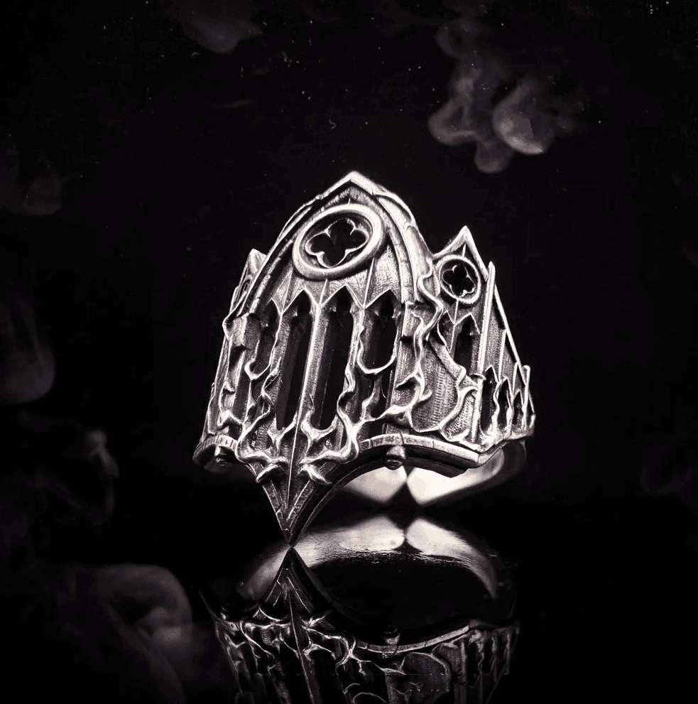 Vintage Gothic Antique Silver Cathedral Window Unisex Open Ring - Le Joyau Store - dark ring,flower,gothic,open ring,vintage - One Size