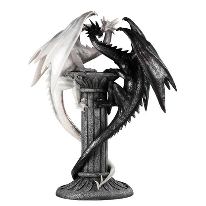 Gothic Black & White Dragon Couple Statue Medieval Resin Figurine Decor - Le Joyau Store - collectible,dragons,gift,indoor,resin - 