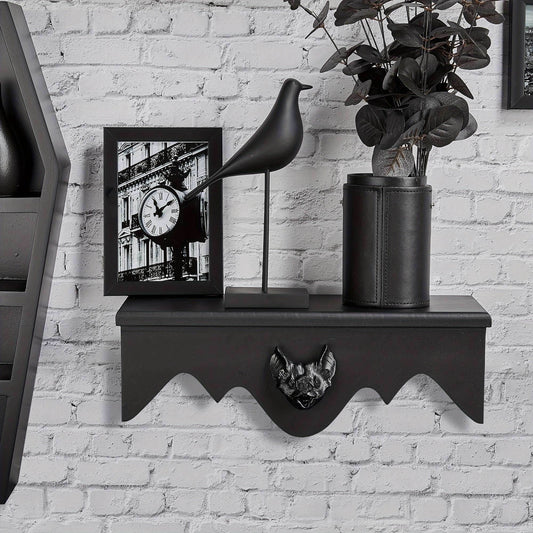 Black Gothic Bat Wooden Floating Shelves (2 Pack) - Le Joyau Store - black,mounted,vampire,vintage,wood - 