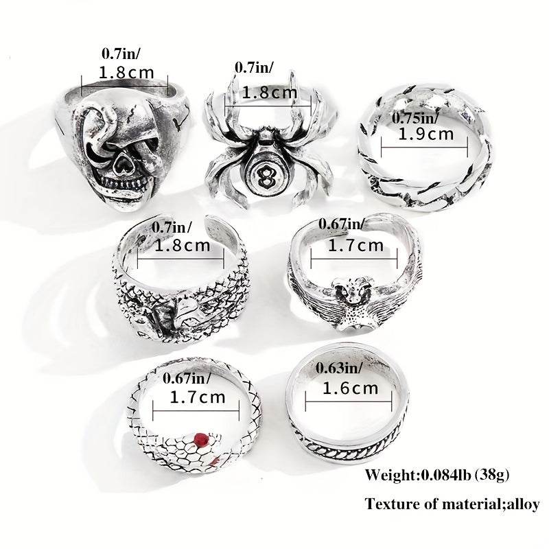 Gothic Punk Rock Animal Themed Silver Adjustable Rings - Le Joyau Store - Alloy,Dark Style,Retro,Skull Ring,Snake Ring - 