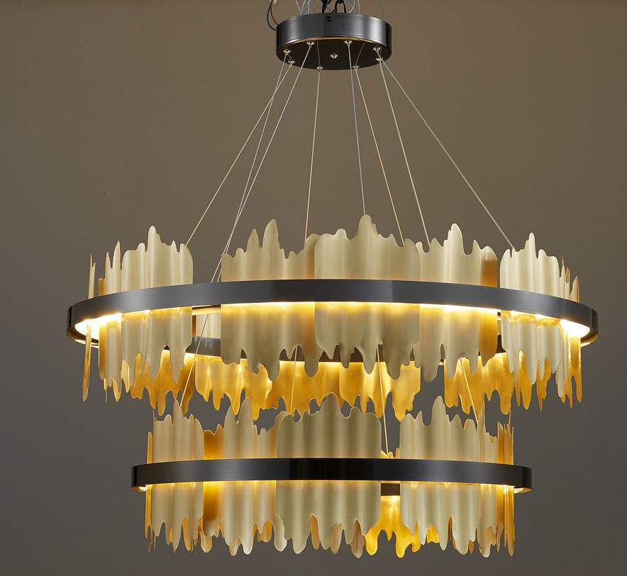 Luxury Italian Minimalist Abstract Jagged Ceiling Chandelier - Le Joyau Store - adjustable,glass,iron,LED,minimalist - Black / Single layer 60x18CM