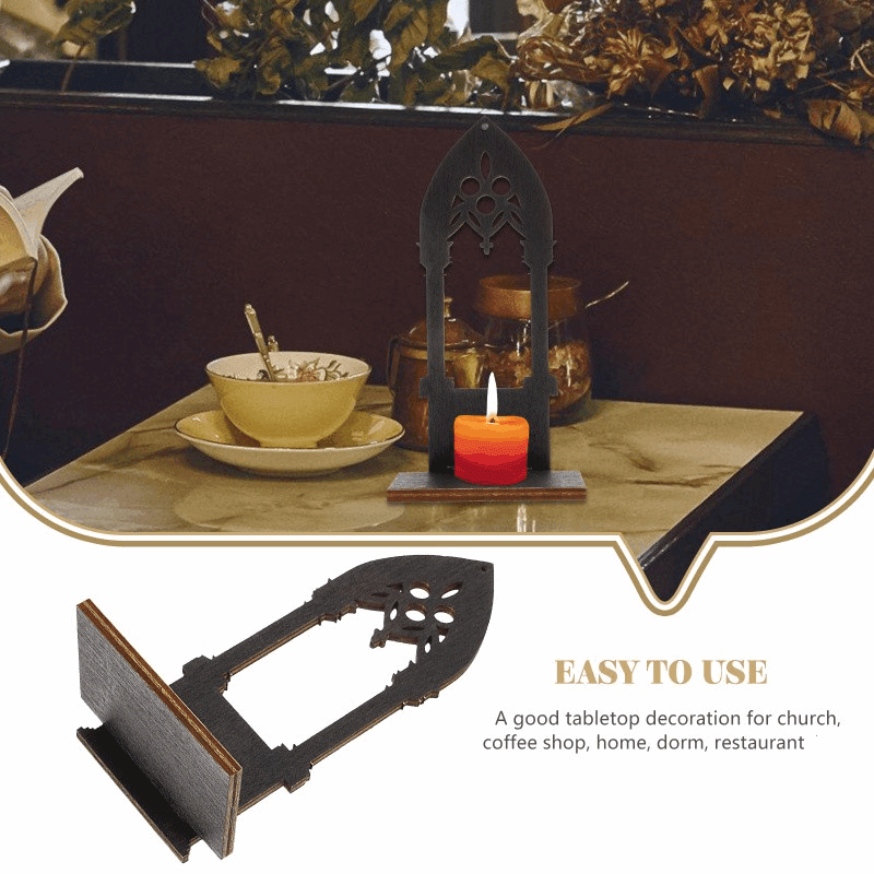 Vintage Gothic Black Medieval Cathedral Arch Wooden Candleholder (2 Pack) - Le Joyau Store - Candle,Decor,Gothic,Vintage,Wooden - 15x6x5.5cm
