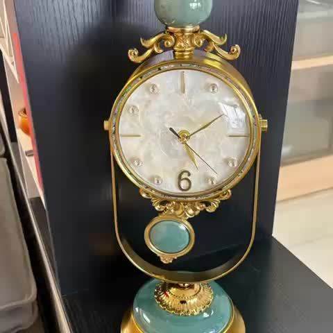 Antique Cracked & Gold European Style Table Clock with Vintage or Shell Dial & Pendulum - Le Joyau Store - Analog,Luxury,Metal,Retro - Vintage Grandfather Clock