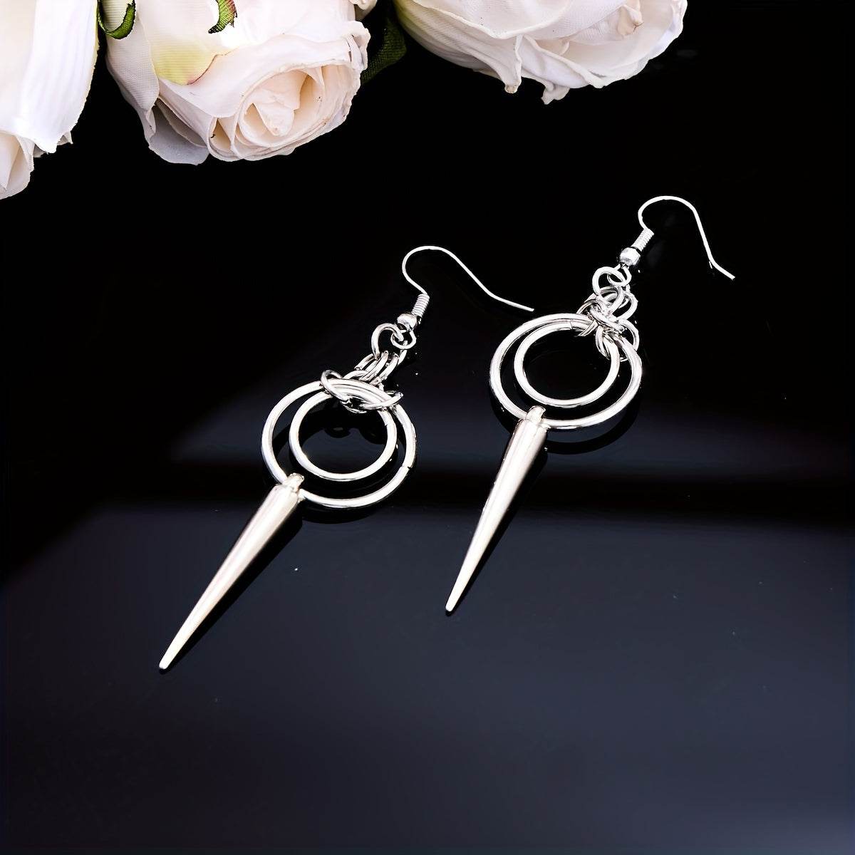 Gothic Punk Silver Geometric Cone Boho Punk Rock Women's Drop Earrings - Le Joyau Store - Alloy,Geometric,Gothic,Minimalist,Vintage - 