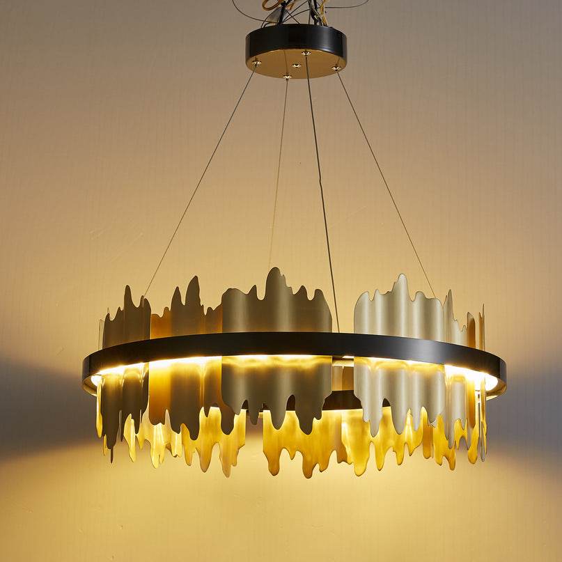 Luxury Italian Minimalist Abstract Jagged Ceiling Chandelier - Le Joyau Store - adjustable,glass,iron,LED,minimalist - Black / Single layer 60x18CM