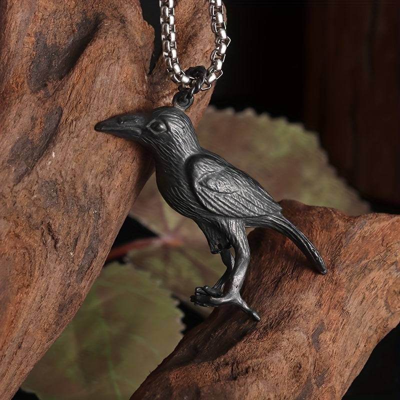 Viking Norse Mythology Odin's Huginn & Muninn Gothic Raven Pendant Necklace - Le Joyau Store - Alloy,Odin,Punk,Raven,Unisex - 