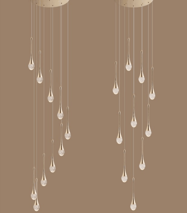 Minimalistic Teardrop 8-Head LED Spiral Hanging Staircase Chandelier - Le Joyau Store - aluminum,dim2color,LED,minimalist,staircase - White light