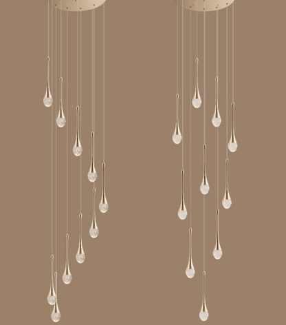 Minimalistic Teardrop 8-Head LED Spiral Hanging Staircase Chandelier - Le Joyau Store - aluminum,dim2color,LED,minimalist,staircase - White light