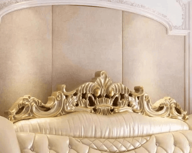 Royal Quilted Cream Pearl King Size Leather Bedframe with Gold Headboard & Optional Nightstand - Le Joyau Store - double,european,king size,modern,wooden - Pressure Structure / 1.8x2.0m Bed