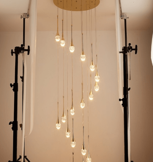 Minimalistic Teardrop 8-Head LED Spiral Hanging Staircase Chandelier - Le Joyau Store - aluminum,dim2color,LED,minimalist,staircase - White light