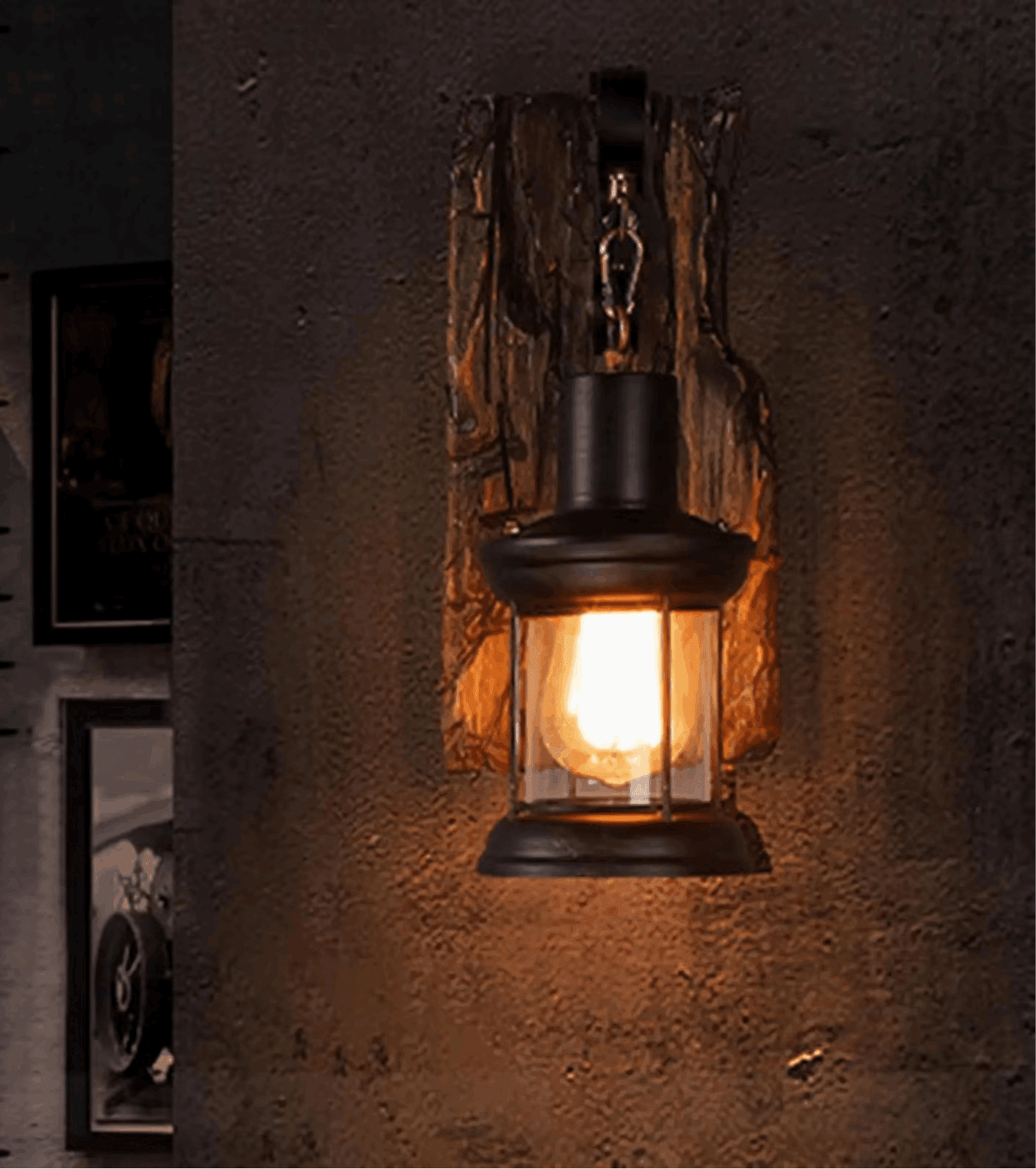 Vintage Rustic Wall Sconce Black Iron & Wood Industrial Farmhouse Light Fixture - Le Joyau Store - Antique,Iron,Rustic,Sconce,Wood - 