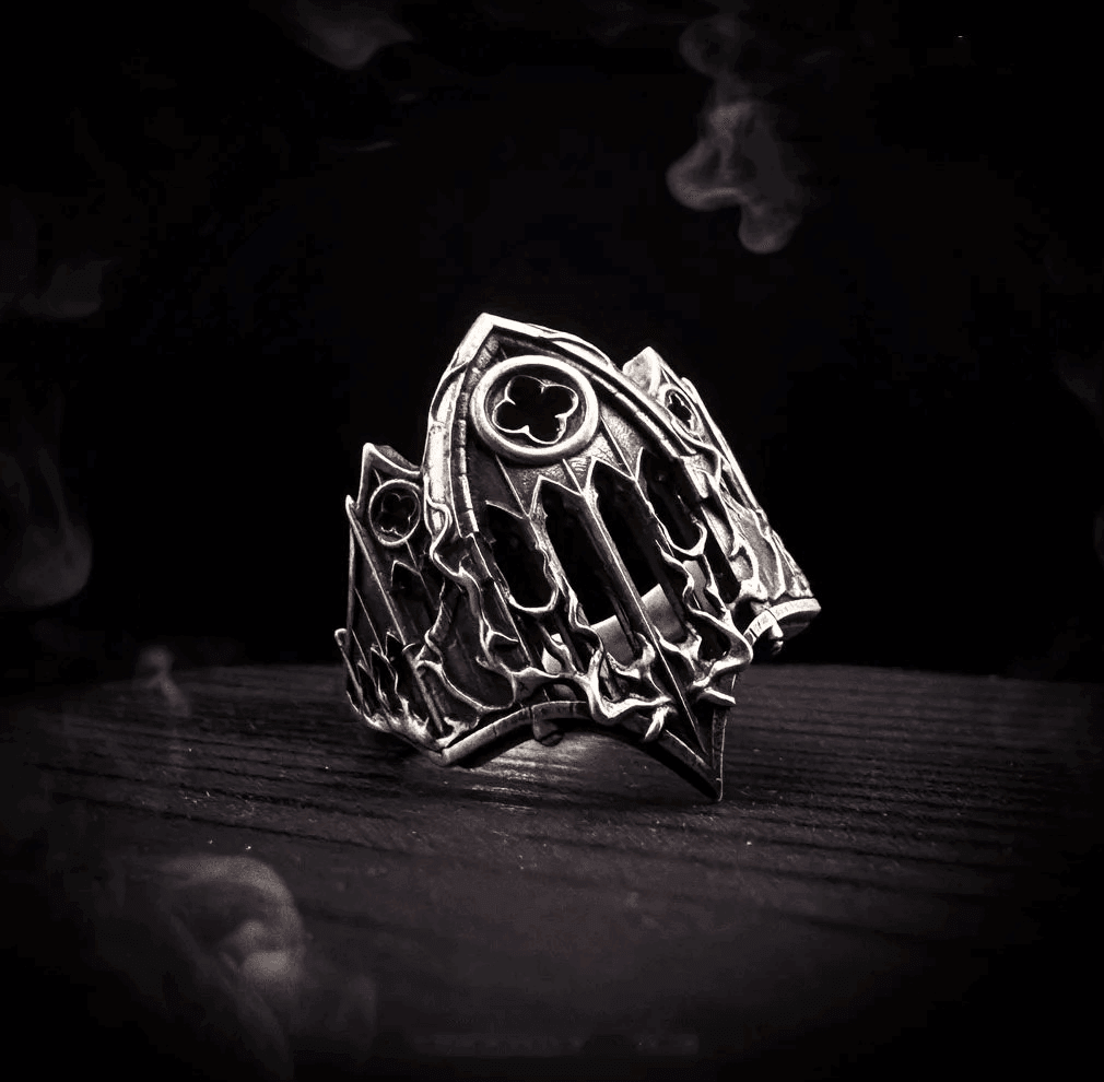 Vintage Gothic Antique Silver Cathedral Window Unisex Open Ring - Le Joyau Store - dark ring,flower,gothic,open ring,vintage - One Size