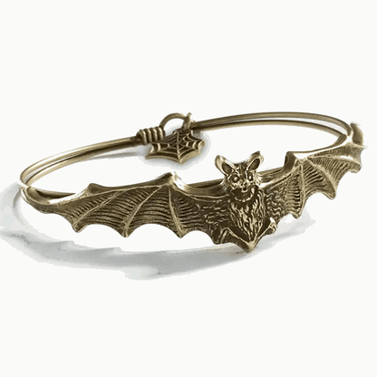 Mystic Vampire Bat Wings Cuff Bracelet – Vintage Gold & Silver Gothic Halloween Jewelry - Le Joyau Store - Gift,Halloween,Punk,Wristband - Gold