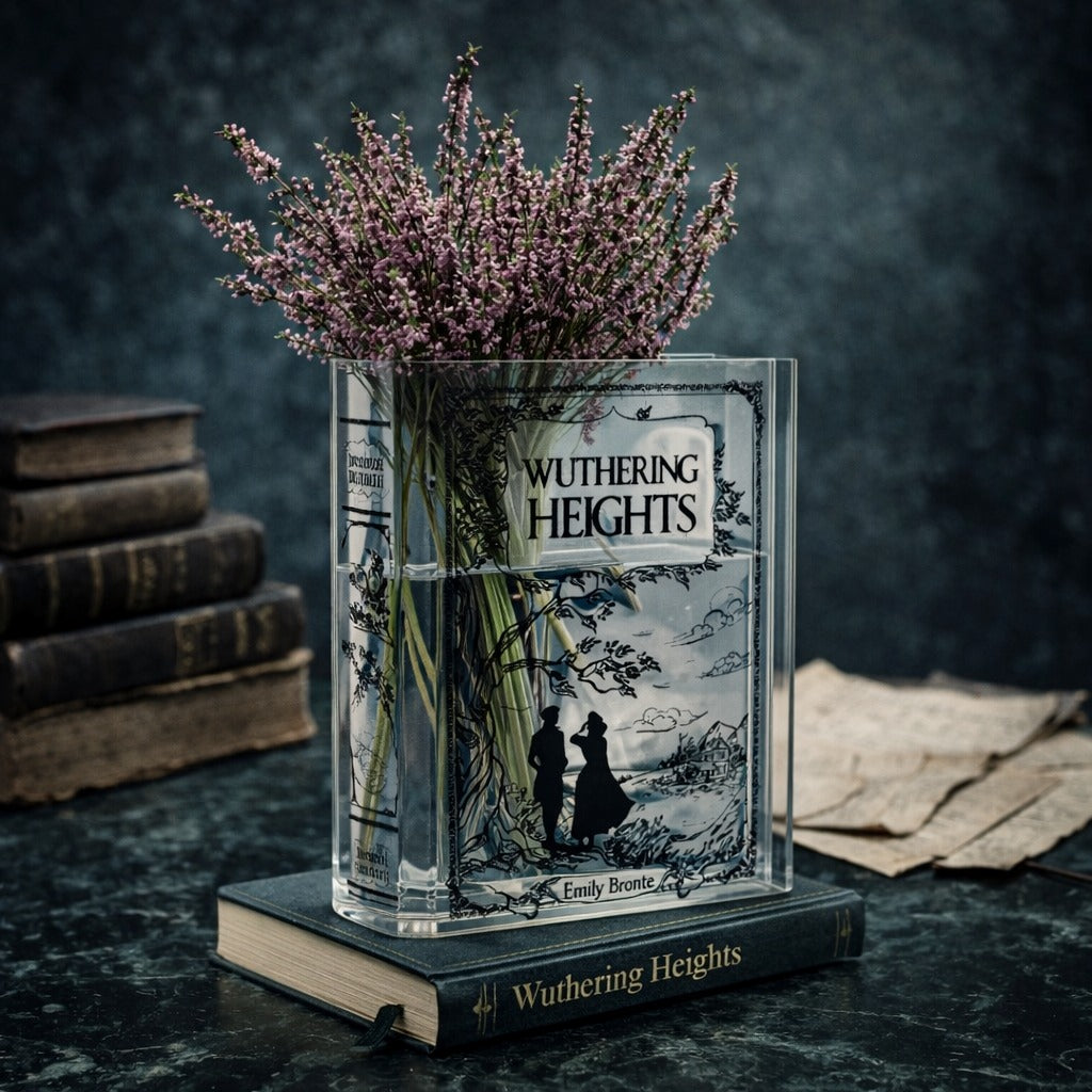Emily Bronte's Wuthering Heights Book Cover Flower Vase