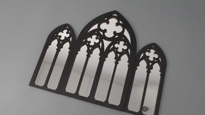 Gothic Black Vintage Victorian Cathedral Arch Frame Wall Decor Mirrors (3 Pcs)