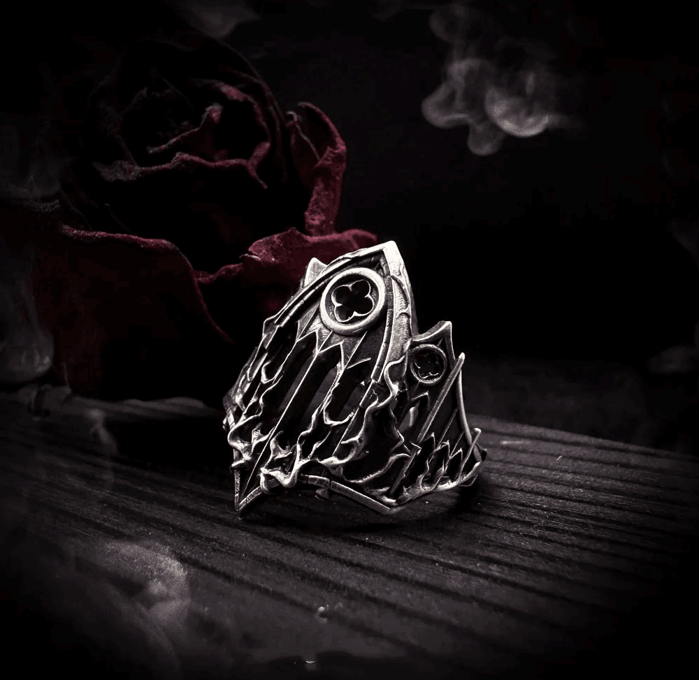 Vintage Gothic Antique Silver Cathedral Window Unisex Open Ring - Le Joyau Store - dark ring,flower,gothic,open ring,vintage - One Size