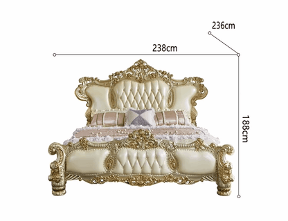 Vintage Baroque Gilded Gold Engraved King Bed Frame with Optional Matching Side Tables - Le Joyau Store - Luxury,princess,queen,royal - Frame structure / 1.8m bed 2 cabinet