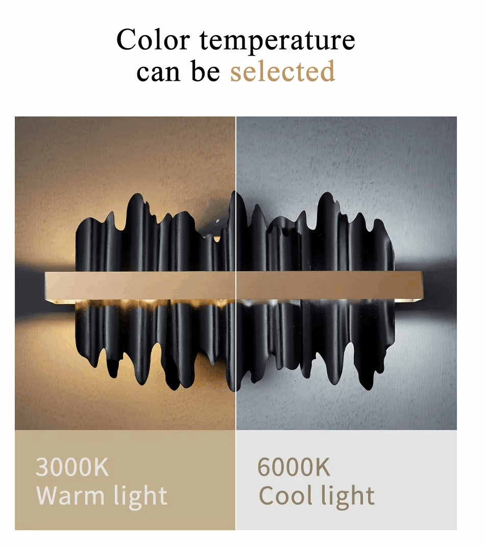 Luxury Modern Abstract Jagged Mountains LED Wall Lamp Art Decor - Le Joyau Store - acrylic,black,LED,luxury,stainless - Gold / RC dimming|11-15W