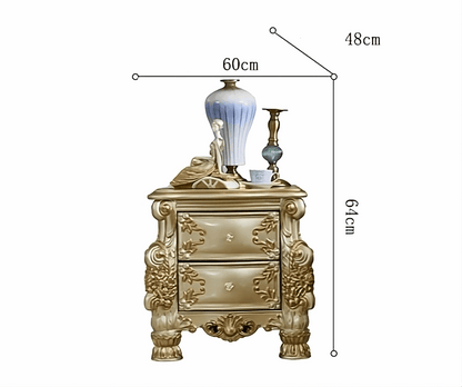 Vintage Baroque Gilded Gold Engraved King Bed Frame with Optional Matching Side Tables - Le Joyau Store - Luxury,princess,queen,royal - Frame structure / 1.8m bed 2 cabinet