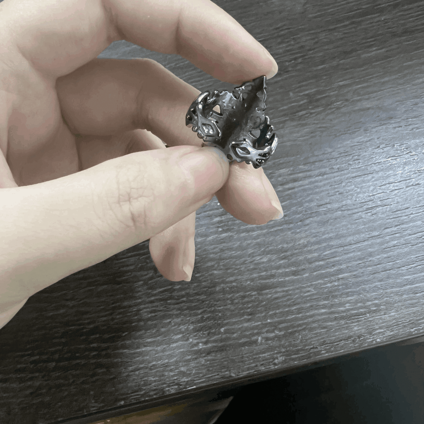 Dark Gothic Filigree Cross Adjustable Statement Ring with Red Crystal - Le Joyau Store - - Silver