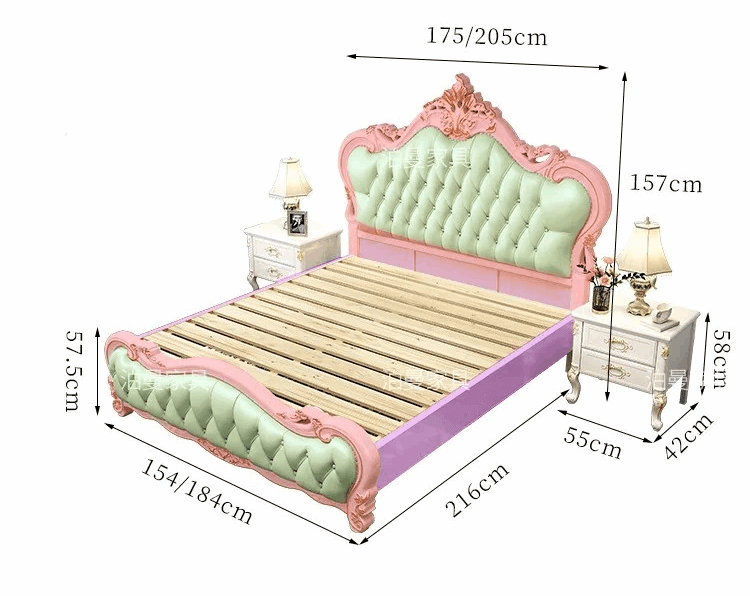 European Princess Queen or King Size Quilted Cream Bedframe with Wooden Headboard - Le Joyau Store - Solid Wood,Villa Style,White Wood - Frame Construction / 1.5x2.0m Bed